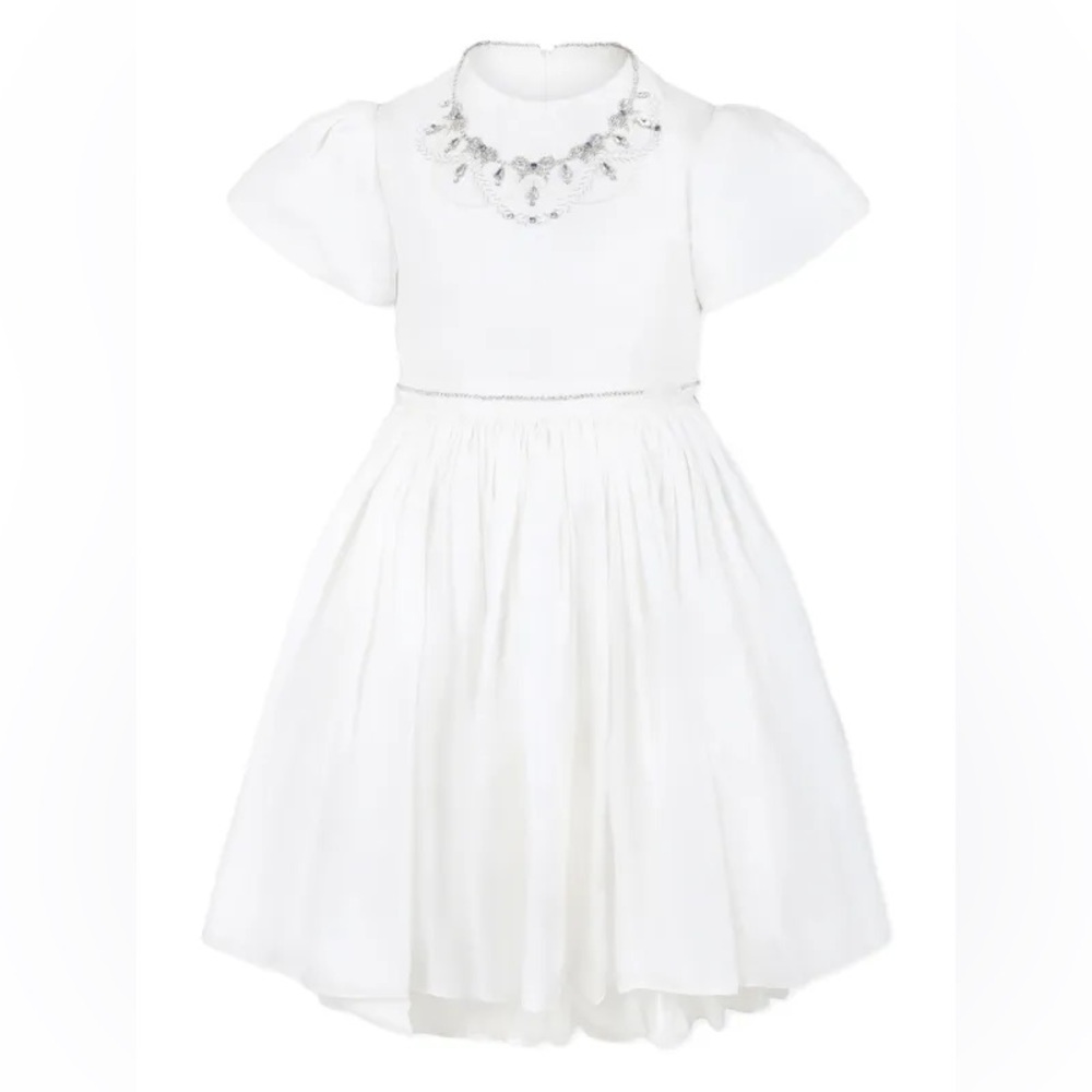 LàTaRa embroidered-collar silk dress